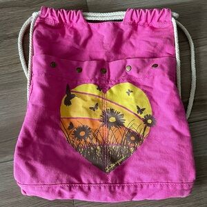 Life is Good Pink Drawstring Bag